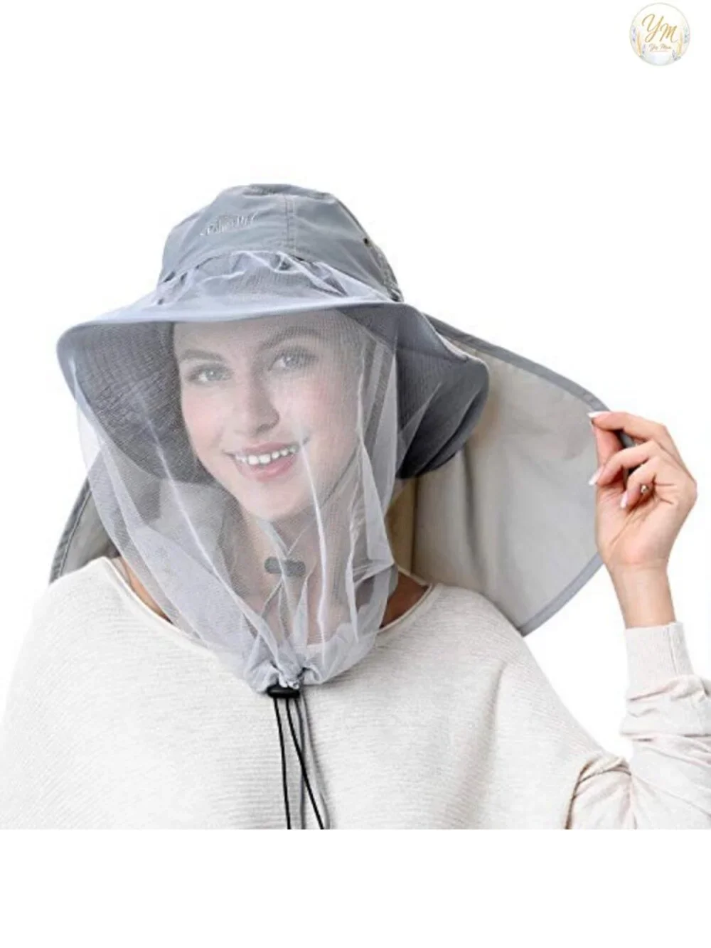 UPF 50+ Sun Hat with Removable Neck Flap, Water-Repellent Nylon Bucket Hat for